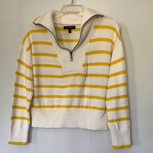 Banana Republic Yellow and White Striped Turtleneck Sweater